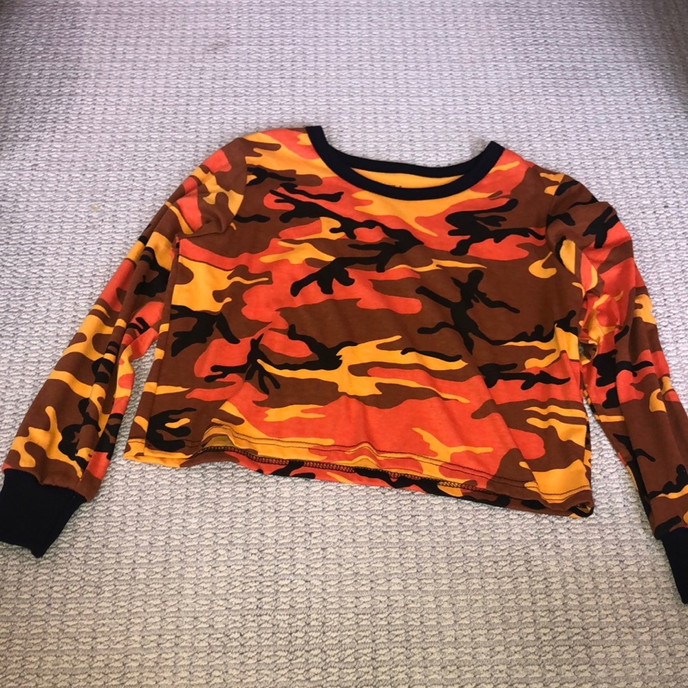 Orange camo crop top